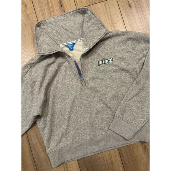 NWT Prince Pickleball Women's Cropped 1/4 Zip Pullover Sweatshirt Grey M Medium - Picture 3 of 4